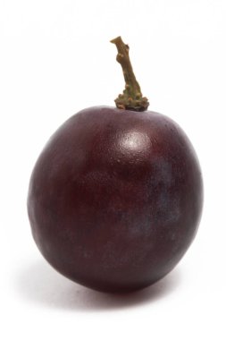 Taze organik kırmızı üzümlere yakın plan beyaz arka planda izole edilmiş bir dalla lezzetli meyveler.