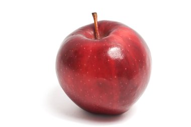 Taze organik kırmızı elma lezzetli meyve yan görünümü beyaz arkaplan kırpma yolunda izole