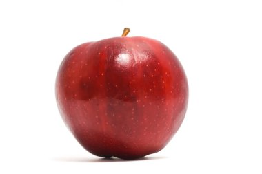 Taze organik kırmızı elma lezzetli meyve yan görünümü beyaz arkaplan kırpma yolunda izole