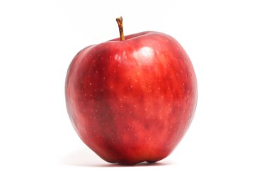 Taze organik kırmızı elma lezzetli meyve yan görünümü beyaz arkaplan kırpma yolunda izole
