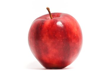 Taze organik kırmızı elma lezzetli meyve yan görünümü beyaz arkaplan kırpma yolunda izole
