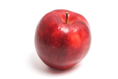 Taze organik kırmızı elma lezzetli meyve yan görünümü beyaz arkaplan kırpma yolunda izole