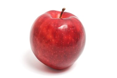 Taze organik kırmızı elma lezzetli meyve yan görünümü beyaz arkaplan kırpma yolunda izole