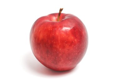 Taze organik kırmızı elma lezzetli meyve yan görünümü beyaz arkaplan kırpma yolunda izole