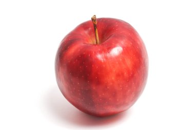 Taze organik kırmızı elma lezzetli meyve yan görünümü beyaz arkaplan kırpma yolunda izole
