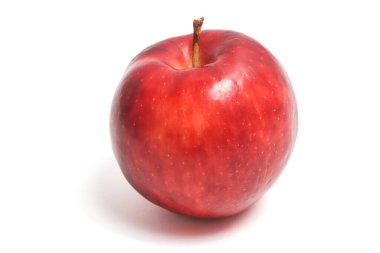 Taze organik kırmızı elma lezzetli meyve yan görünümü beyaz arkaplan kırpma yolunda izole