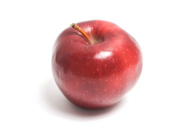 Taze organik kırmızı elma lezzetli meyve yan görünümü beyaz arkaplan kırpma yolunda izole