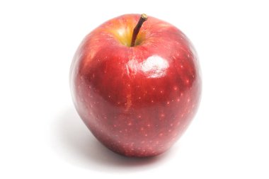 Taze organik kırmızı elma lezzetli meyve yan görünümü beyaz arkaplan kırpma yolunda izole