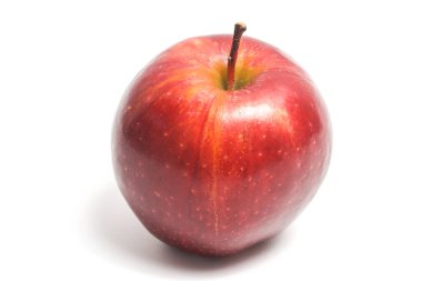 Taze organik kırmızı elma lezzetli meyve yan görünümü beyaz arkaplan kırpma yolunda izole