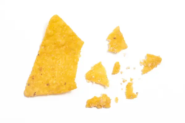 Crashed Crispy Corn Tortilla Nachos Chips Crumble Isolated White Background Royalty Free Stock Images