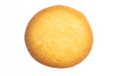 Danimarka tereyağlı kurabiyeler ülke tarzı kurabiye üst görünümü beyaz arkaplan kırpma yolunda izole