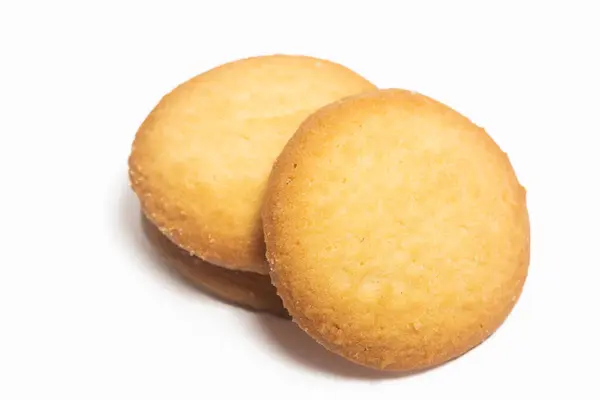 Staplade Danska Smör Cookies Country Style Cookie Isolerad Vit Bakgrund Stockfoto