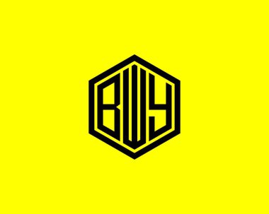 BWY Logo tasarım vektör şablonu. Üfle.