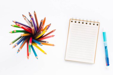 Education concept with Colour pencils isolated on white background. crayon or pastel for drawing.