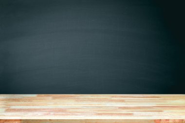 Abstract Natural wood table texture on Chalk rubbed out on background : Top view of plank wood for graphic stand product, interior design or montage display your product. Education concept.