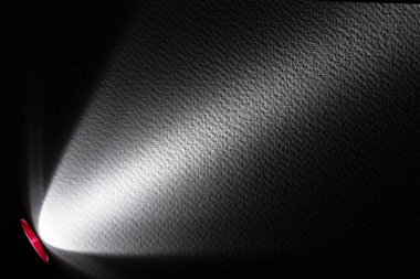 LED black flashlight for background. abstract spotlight on white texture. picture backdrop for add showcase premium product or add text message.