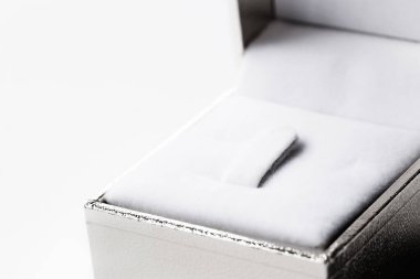 Love Wedding Rings box set on white background.