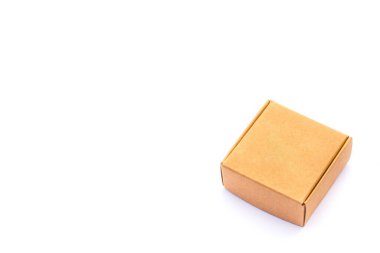 Brown cardboard box on white background special for gift. picture used design