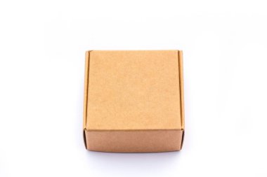 Brown cardboard box on white background special for gift. picture used design