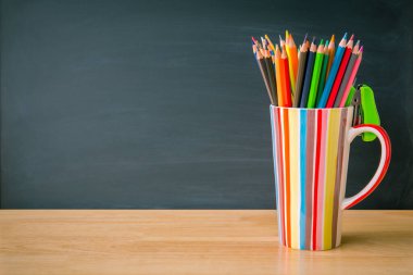 Education concept back to school on blackboard background. picture copy space for art work design ad or add text message