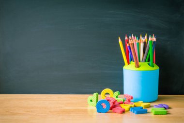 Education concept back to school on blackboard background. picture copy space for art work design ad or add text message