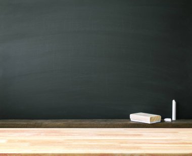 Abstract Natural wood table texture on Chalk rubbed out on background : Top view of plank wood for graphic stand product, interior design or montage display your product. Education concept.