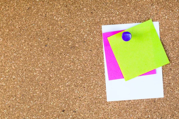abstract paper note pin on cork board. cork board with blank notes. sticker note