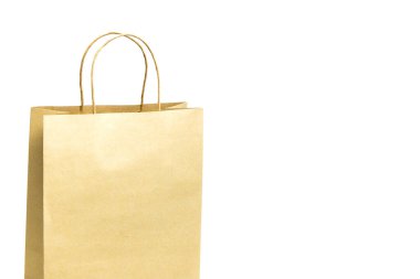 yakın plan kahverengi kağıt çanta beyaz arkaplanda izole