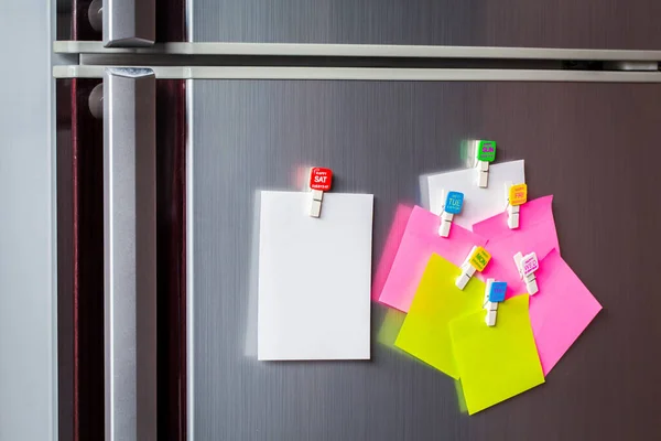 Abstract Blank Paper Stick Paper Refrigerator Door Nota Papel Com — Fotografia de Stock