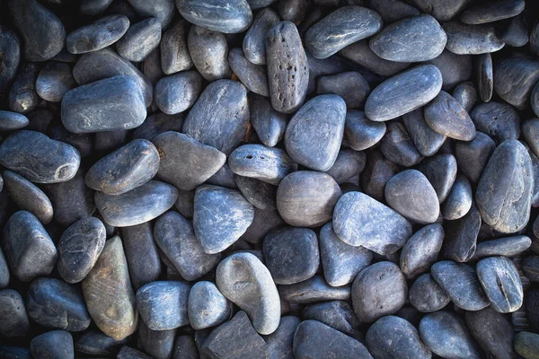 Small Smooth Waterworn Black Pebbles Stones Use Decor Garden Landscaping — Stock Photo, Image