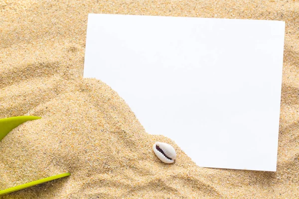 Summer Style Empty Blank Paper Sea Sand White Card Background — Stock Photo, Image