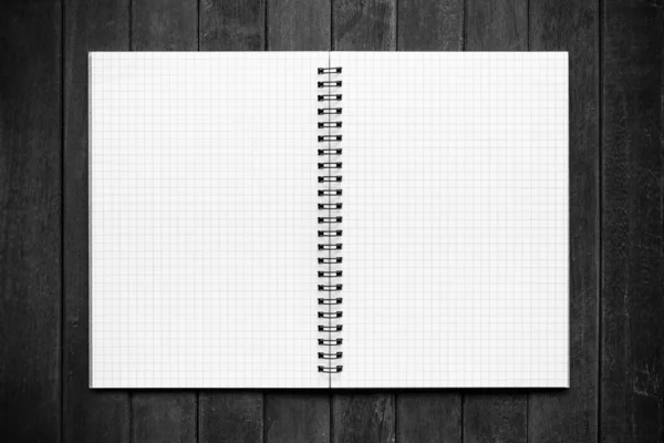 Notebook Aperto Tavolo Legno Aggiungere Messaggi Testo Sfondo Biglietto Auguri — Foto Stock