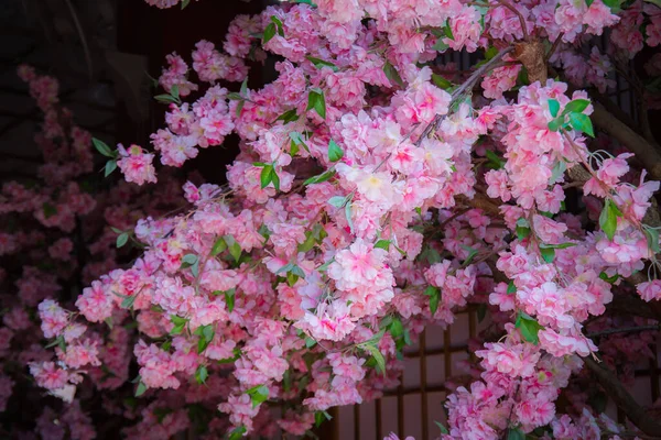 Flores Artificiales Sakura Para Decorar Estilo Japonés Flor Primavera Telón —  Fotos de Stock