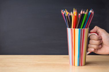 Education concept back to school on blackboard background. picture copy space for art work design ad or add text message