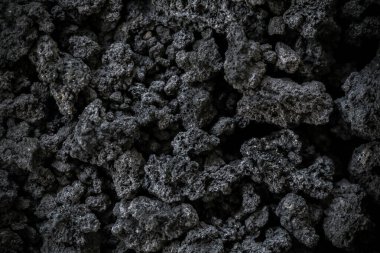 Arka plan için doğal siyah kömür. Endüstriyel kömür. Volkanik kaya