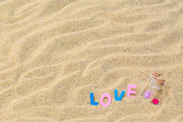 Summer style with empty sea sand background for add text. Backdrop love valentine concept.