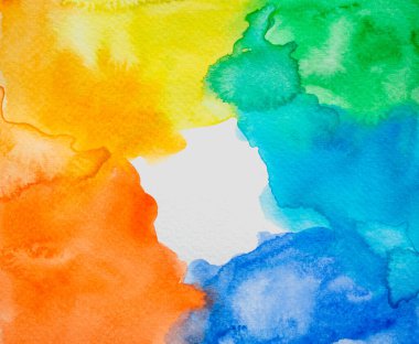 Abstract Hand painted Rainbow Watercolor Colorful wet background on paper. Handmade texture art color for creative wallpaper or design art work. Pastel colors