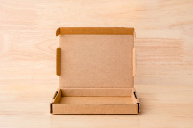 Abstract inside open cardboard packaging box for background or add text message, backdrop design product on website. Concept of shipping and delivery shopping product.