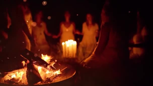 Women Night Ceremony Ceremony Space — стоковое видео