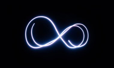 Sonsuzluk işareti, ışıkla çizilen, sonsuzlukta parlayan ışık