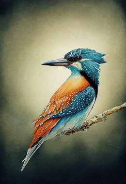 Suluboya kralbalıkçılığının resmi, soyut renk arkaplanı. Dijital sanat