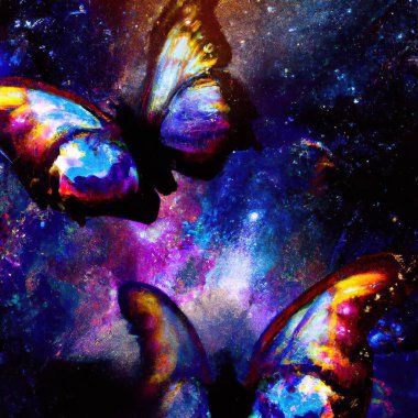 Renk kelebeği, soyut renk arkaplanı, dijital sanat