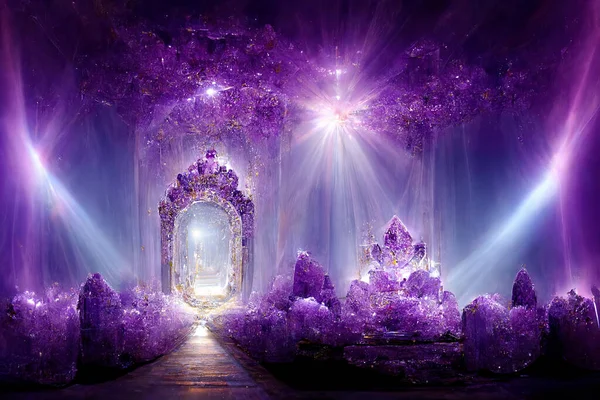 stock image Beautiful crystal heaven. Crystal gate with crystals. Crystal kingdom. Digital art