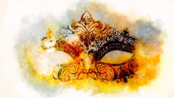 Schöne Dekorative Maske Venezianischen Stil Mit Filigranen Linearen Ornamenten Grafische — Stockvideo