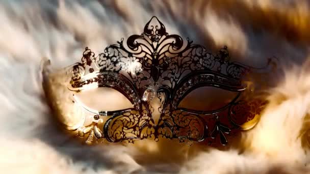 Vacker Dekorativ Venedig Stil Mask Med Filigrane Linjär Ornament Grafisk — Stockvideo