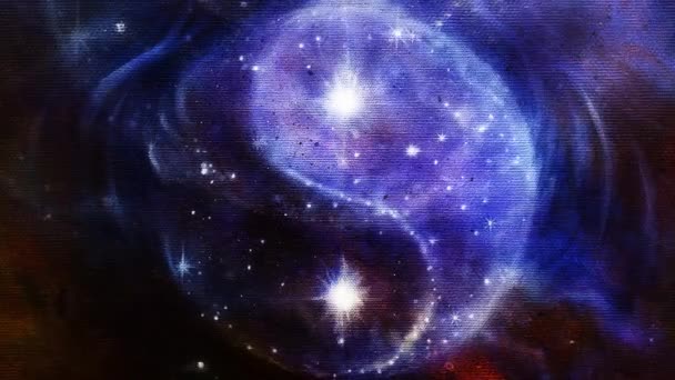 Yin Yang Symbol Beautiful Painted Universe — Vídeo de Stock