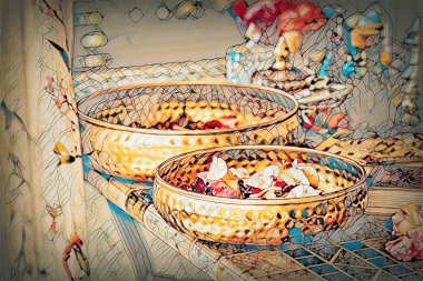 rose petals in the cape. Spa and aromatherapy. Painting effect