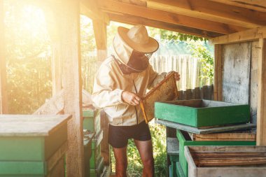 Arıcı bal dolu bal peteğiyle hile yapıyor.