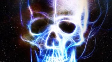 Skull and fractal effect. Color space background.