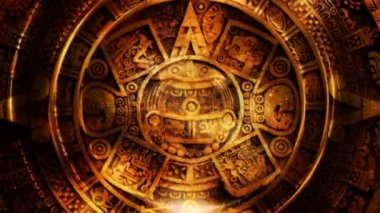 Antik Maya Takvimi, soyut renk arkaplanı, bilgisayar kolajı